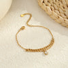 Wholesale Women's Geometric Stainless Steel 18K Electroplated Water Drop Zircon Bracelet