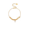Wholesale Women's Geometric Stainless Steel 18K Electroplated Water Drop Zircon Bracelet