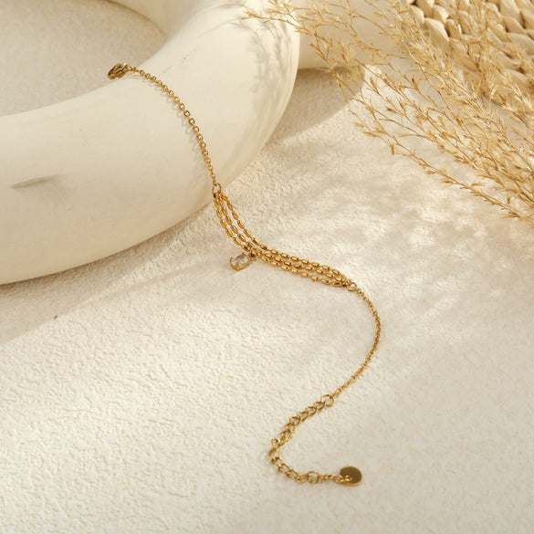 Wholesale Women's Geometric Stainless Steel 18K Electroplated Water Drop Zircon Bracelet