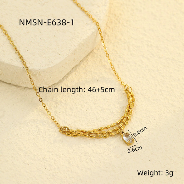 Wholesale Women's Geometric Stainless Steel 18K Electroplated Water Drop Zircon Bracelet