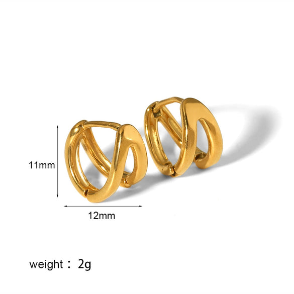 Wholesale Women's Geometric Stainless Steel 18K Gold Color Electroplated Earrings