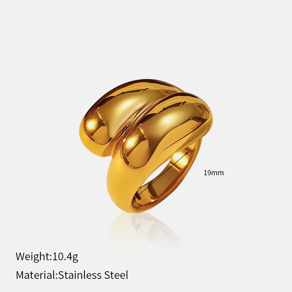 Wholesale Women's Geometric Stainless Steel 18K Gold Electroplated Doublelayer Cross Ring Jewelry