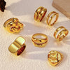 Wholesale Women's Geometric Stainless Steel 18K Gold Electroplated Doublelayer Cross Ring Jewelry