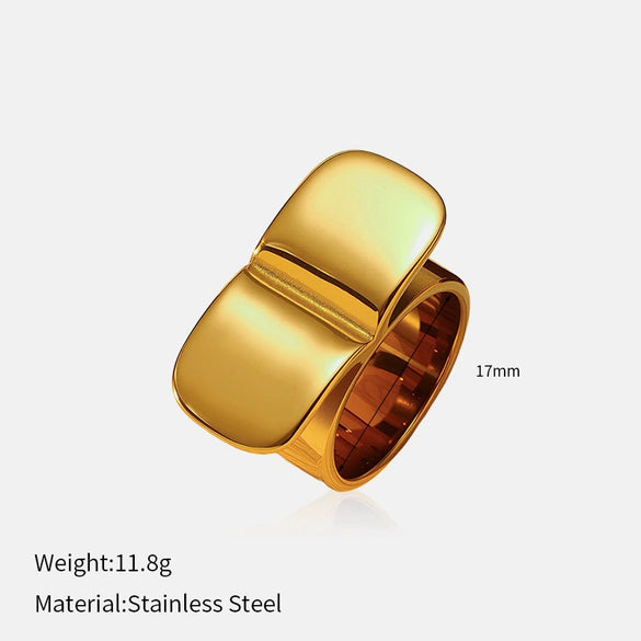 Wholesale Women's Geometric Stainless Steel 18K Gold Electroplated Doublelayer Cross Ring Jewelry