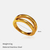 Wholesale Women's Geometric Stainless Steel 18K Gold Electroplated Doublelayer Cross Ring Jewelry