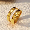 Wholesale Women's Geometric Stainless Steel 18K Gold Electroplated Doublelayer Cross Ring Jewelry