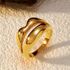 Wholesale Women's Geometric Stainless Steel 18K Gold Electroplated Doublelayer Cross Ring Jewelry
