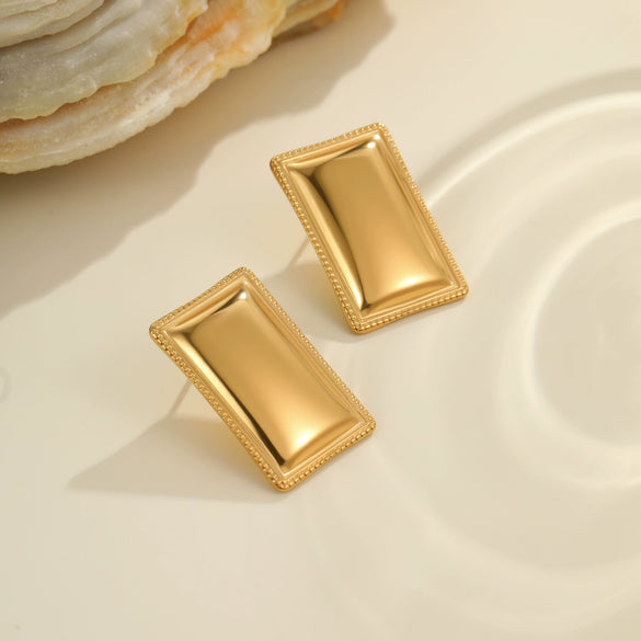 Wholesale Women's Geometric Stainless Steel 18K Gold Electroplated Earrings Highend Fashion Jewelry