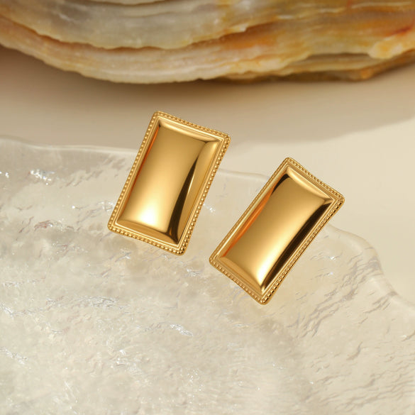Wholesale Women's Geometric Stainless Steel 18K Gold Electroplated Earrings Highend Fashion Jewelry