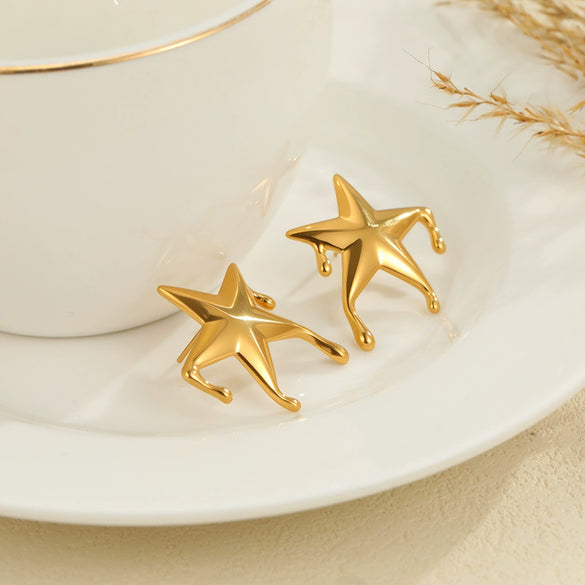 Wholesale Women's Geometric Stainless Steel 18K Gold Electroplated Earrings Jewelry