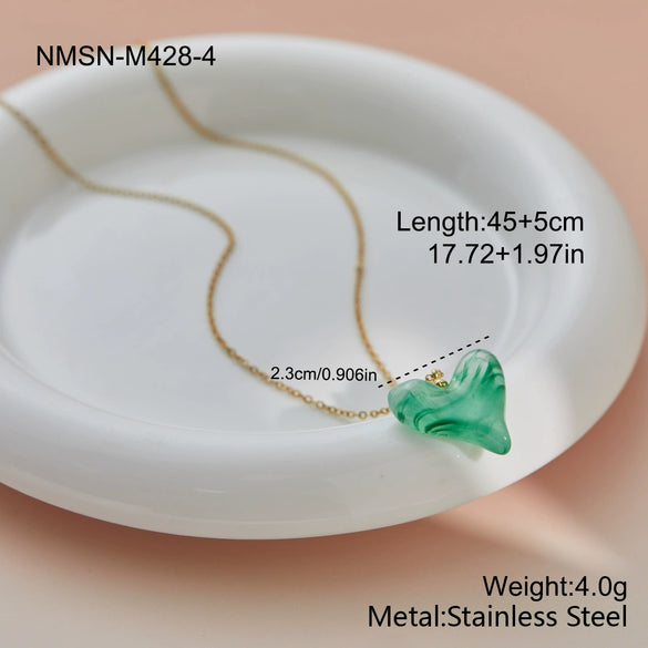 Wholesale Women's Geometric Stainless Steel 18K Gold Electroplated Heart Pendant Necklace Jewelry