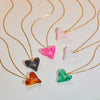 Wholesale Women's Geometric Stainless Steel 18K Gold Electroplated Heart Pendant Necklace Jewelry