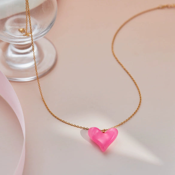 Wholesale Women's Geometric Stainless Steel 18K Gold Electroplated Heart Pendant Necklace Jewelry