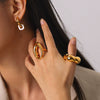 Wholesale Women's Geometric Stainless Steel 18K Gold Electroplated Ring Jewelry