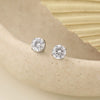 Wholesale Women's Geometric Stainless Steel 18K Gold Electroplated Round Zircon Earrings