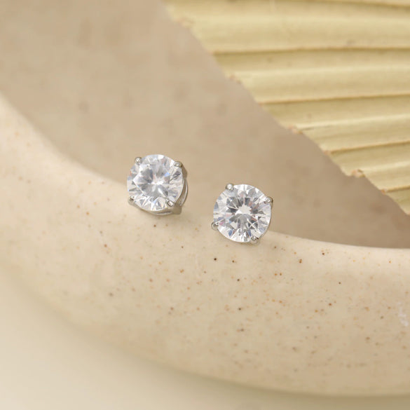 Wholesale Women's Geometric Stainless Steel 18K Gold Electroplated Round Zircon Earrings