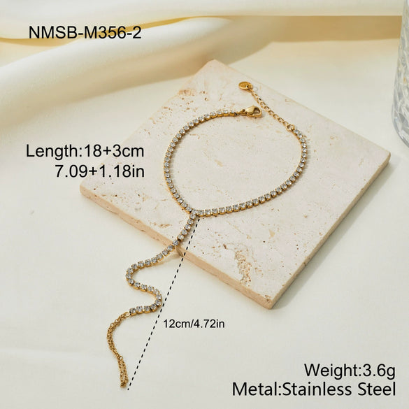 Wholesale Women's Geometric Stainless Steel 18K Gold Electroplated Stackable Necklace And Bracelet Set