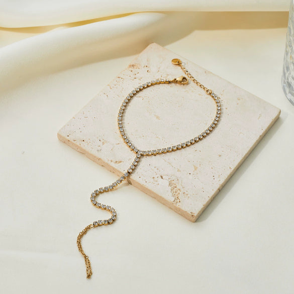 Wholesale Women's Geometric Stainless Steel 18K Gold Electroplated Stackable Necklace And Bracelet Set