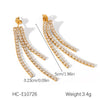 Wholesale Women's Geometric Stainless Steel 18K Gold Electroplated Tassel Long Earrings Jewelry