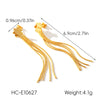 Wholesale Women's Geometric Stainless Steel 18K Gold Electroplated Tassel Long Earrings Jewelry