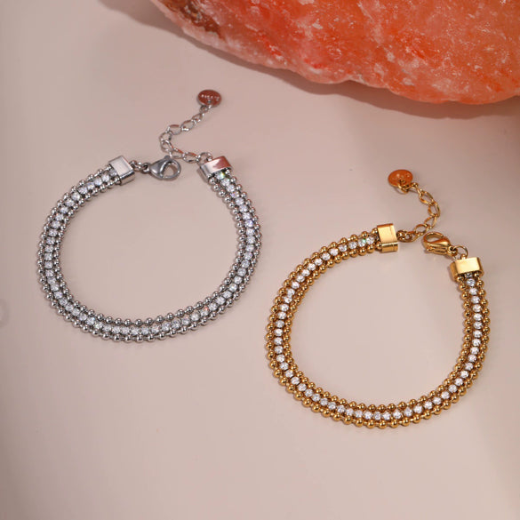 Wholesale Women's Geometric Stainless Steel 18K Gold Plated Bracelet Normcore Design Hand Jewelry