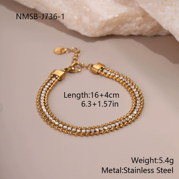 Wholesale Women's Geometric Stainless Steel 18K Gold Plated Bracelet Normcore Design Hand Jewelry