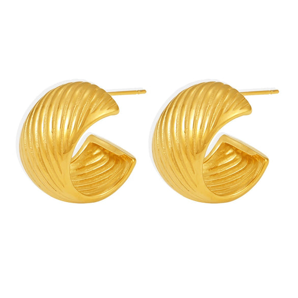 Wholesale Women's Geometric Stainless Steel 18K Gold Plated C Type Twill Earrings