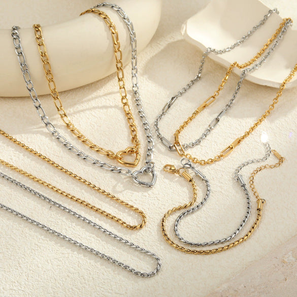 Wholesale Women's Geometric Stainless Steel 18K Gold Plated Chain Necklace Light Luxury Minimalist Fashionable Jewelry