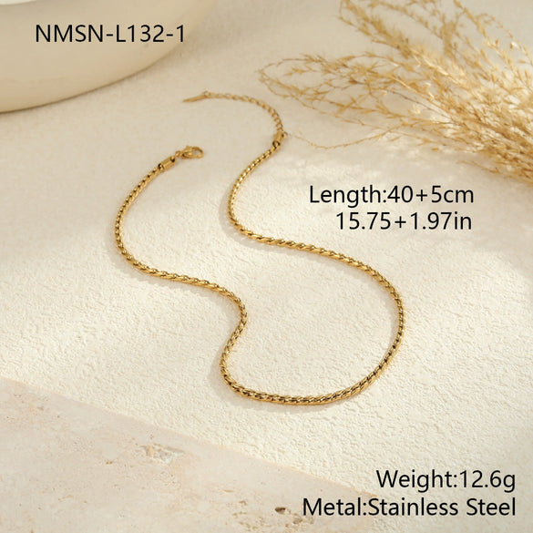Wholesale Women's Geometric Stainless Steel 18K Gold Plated Chain Necklace Light Luxury Minimalist Fashionable Jewelry