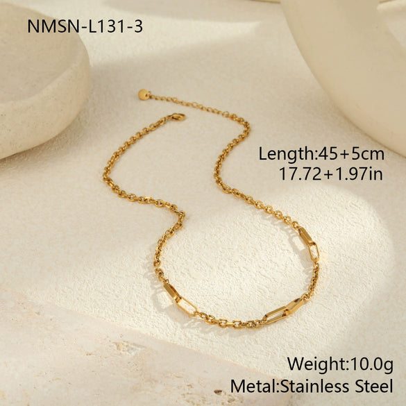 Wholesale Women's Geometric Stainless Steel 18K Gold Plated Chain Necklace Light Luxury Minimalist Fashionable Jewelry