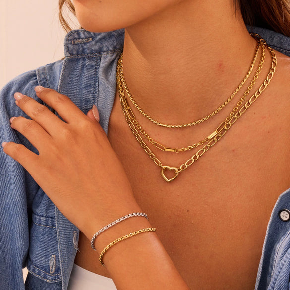 Wholesale Women's Geometric Stainless Steel 18K Gold Plated Chain Necklace Light Luxury Minimalist Fashionable Jewelry