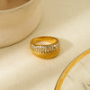 Wholesale Women's Geometric Stainless Steel 18K Gold Plated Double Ring Set With Pearls