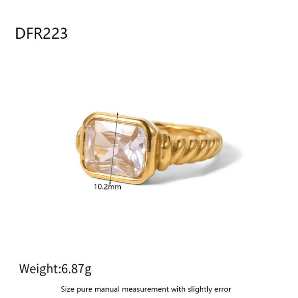 Wholesale Women's Geometric Stainless Steel 18K Gold Plated Double Ring Set With Pearls