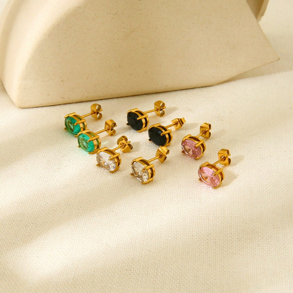 Wholesale Women's Geometric Stainless Steel 18K Gold Plated Earrings In Ins Style