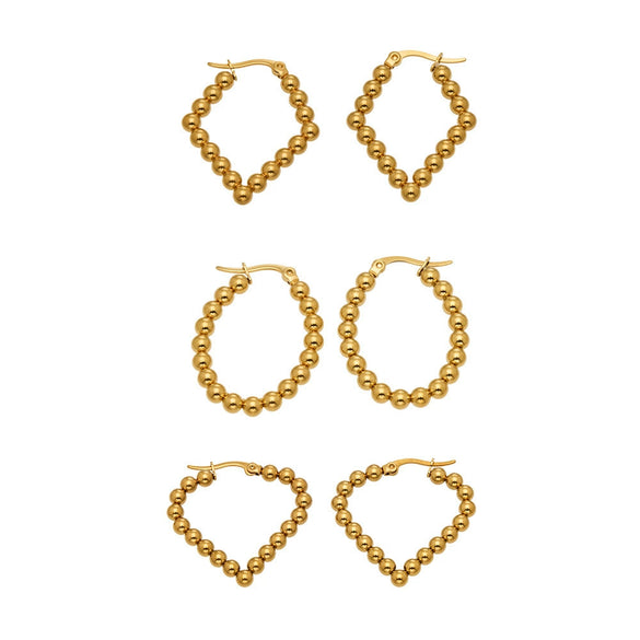 Wholesale Women's Geometric Stainless Steel 18K Gold Plated Earrings In Minimalist Style