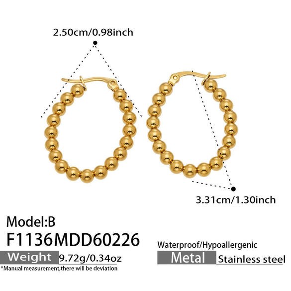 Wholesale Women's Geometric Stainless Steel 18K Gold Plated Earrings In Minimalist Style