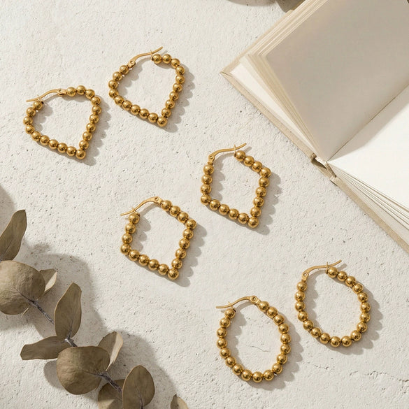 Wholesale Women's Geometric Stainless Steel 18K Gold Plated Earrings In Minimalist Style