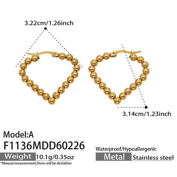Wholesale Women's Geometric Stainless Steel 18K Gold Plated Earrings In Minimalist Style