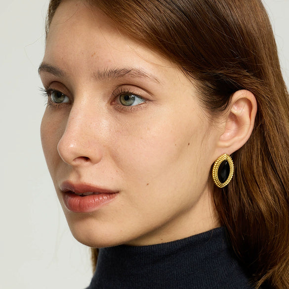 Wholesale Women's Geometric Stainless Steel 18K Gold Plated Earrings Ins Style