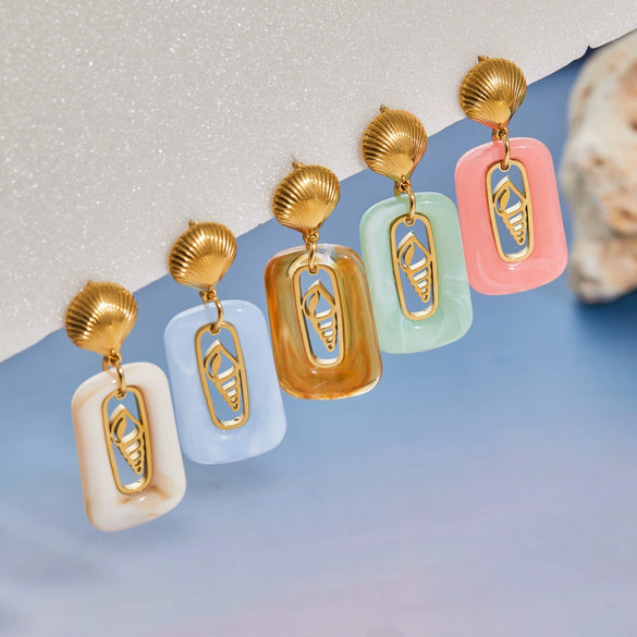 Wholesale Women's Geometric Stainless Steel 18K Gold Plated Earrings