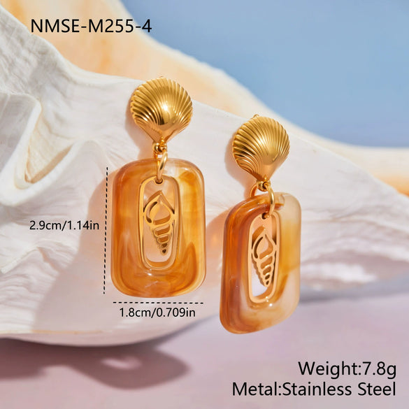 Wholesale Women's Geometric Stainless Steel 18K Gold Plated Earrings