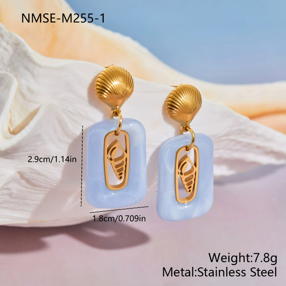 Wholesale Women's Geometric Stainless Steel 18K Gold Plated Earrings