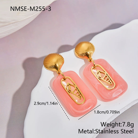 Wholesale Women's Geometric Stainless Steel 18K Gold Plated Earrings