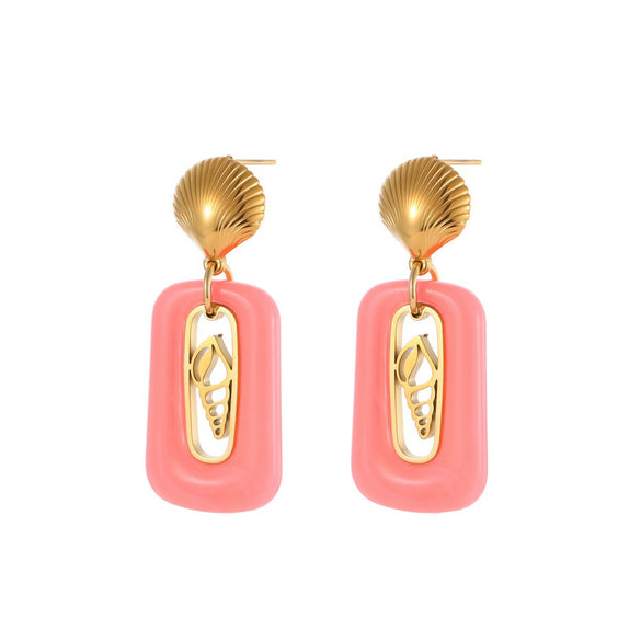 Wholesale Women's Geometric Stainless Steel 18K Gold Plated Earrings