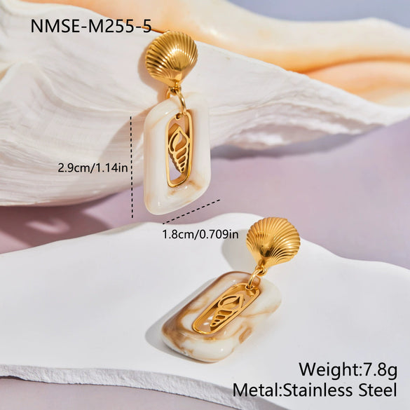 Wholesale Women's Geometric Stainless Steel 18K Gold Plated Earrings