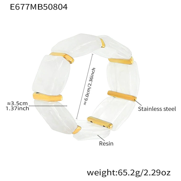 Wholesale Women's Geometric Stainless Steel 18K Gold Plated Elastic Bracelet