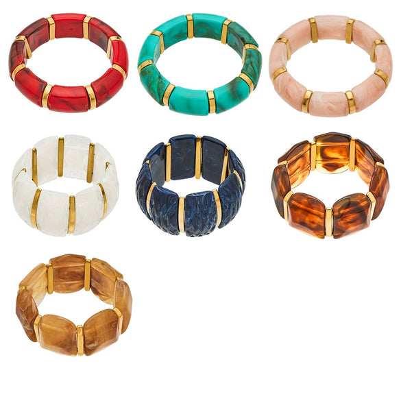 Wholesale Women's Geometric Stainless Steel 18K Gold Plated Elastic Bracelet