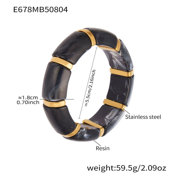 Wholesale Women's Geometric Stainless Steel 18K Gold Plated Elastic Bracelet