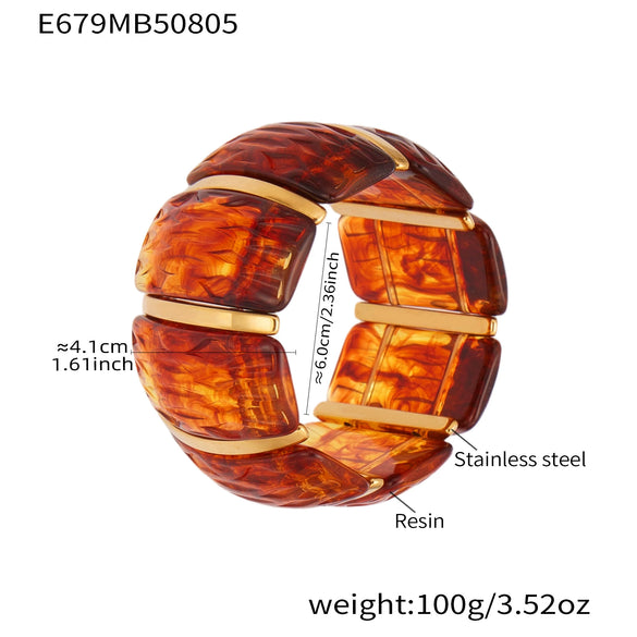 Wholesale Women's Geometric Stainless Steel 18K Gold Plated Elastic Bracelet