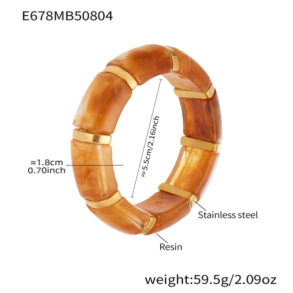 Wholesale Women's Geometric Stainless Steel 18K Gold Plated Elastic Bracelet